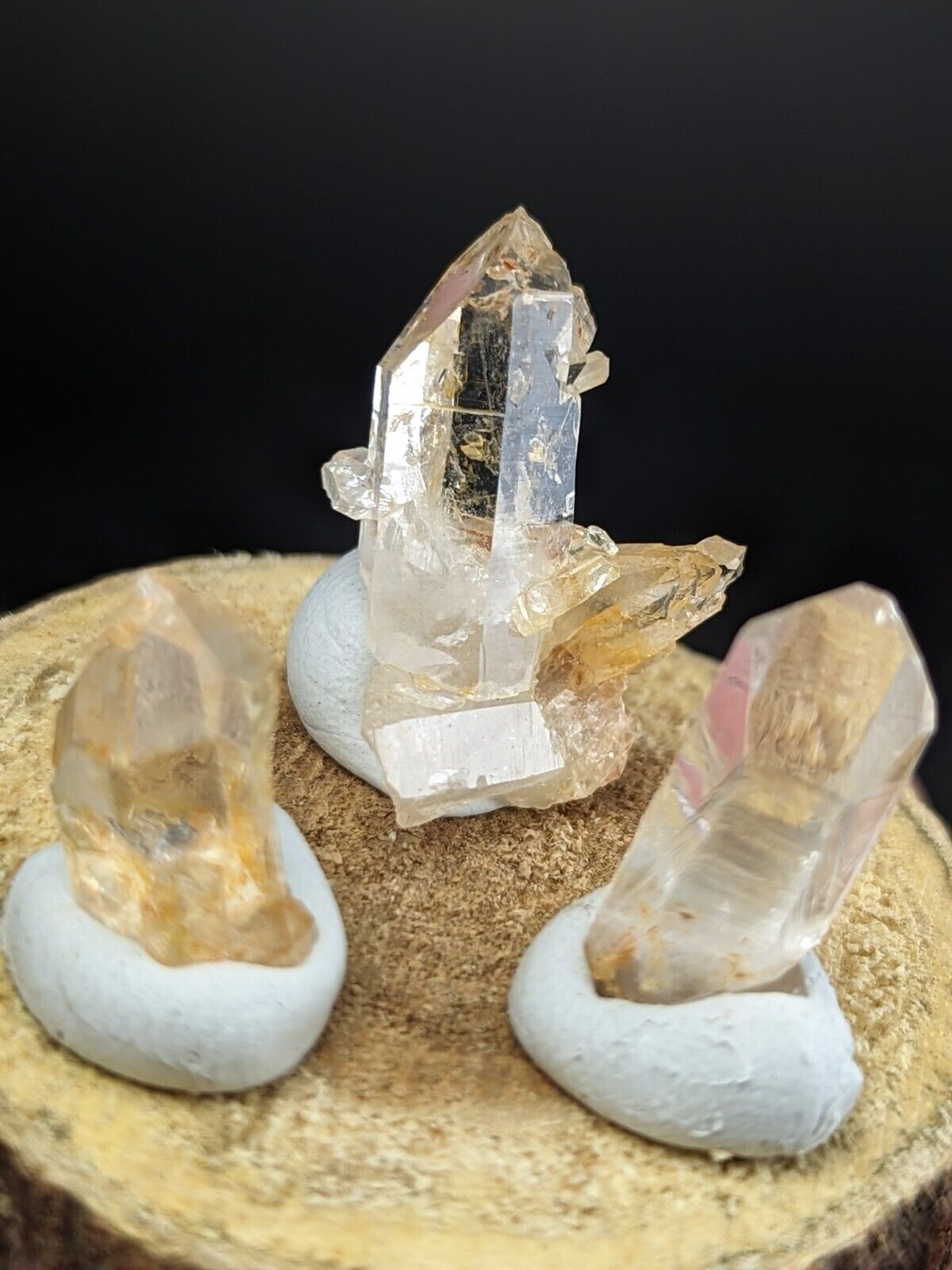 Set Of 3 Beautiful Quartz Crystals Old Stock Garland County Arkansas - Collectibles:Rocks Fossils & Minerals:Crystals