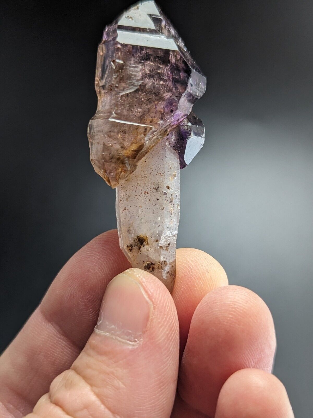 Shangaan Smoky Amethyst Scepter Quartz Chimbuku Mine Zimbabwe Amazing Piece! - Collectibles:Rocks Fossils &