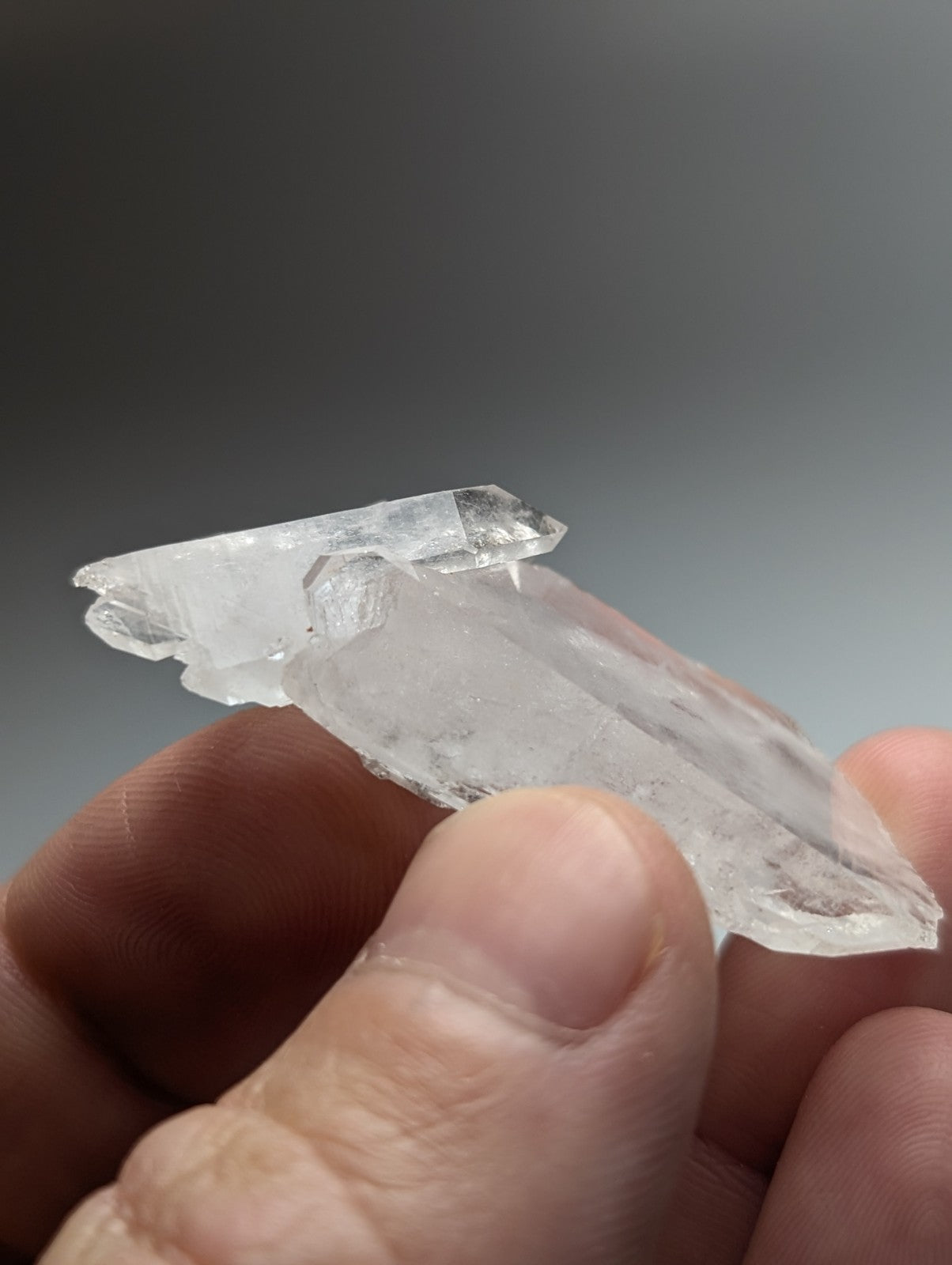 Unique double terminated floater quartz crystal with sharp facets and natural jagged edge from garland county arkansas usa