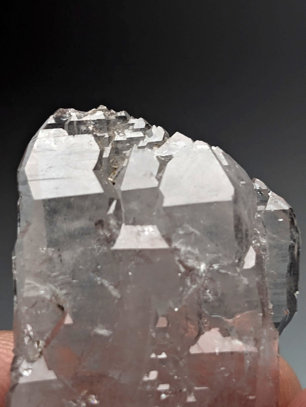 Unique double terminated floater quartz crystal cluster with clear translucent sharp geometric facets from arkansas