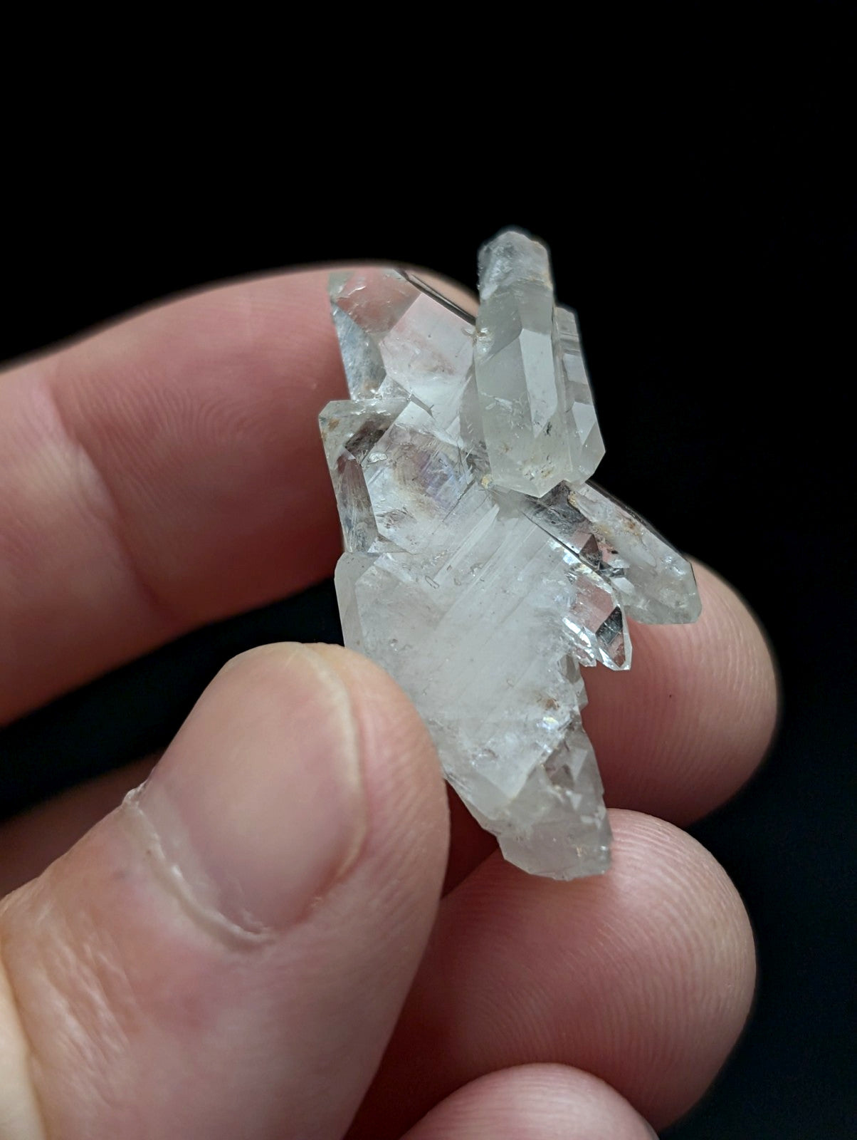 Unique double terminated floater quartz crystal cluster with clear translucent points from Montgomery County Arkansas