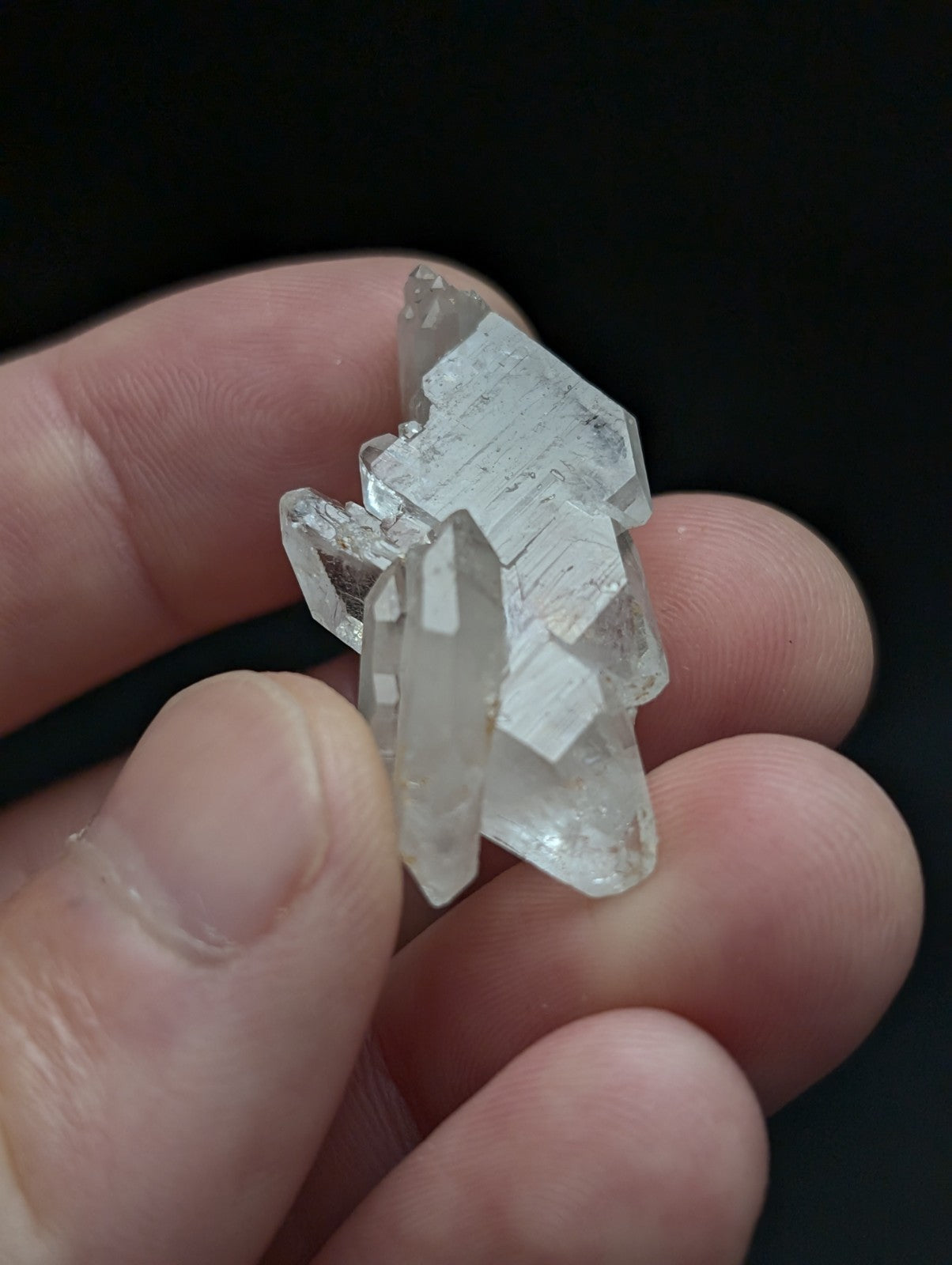 Unique double terminated floater quartz crystal cluster with clear translucent geometric facets from montgomery county arkansas