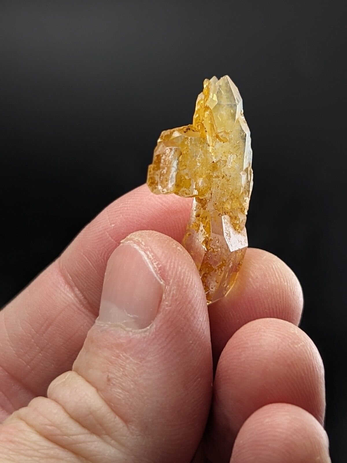 Translucent yellow crystal formation.