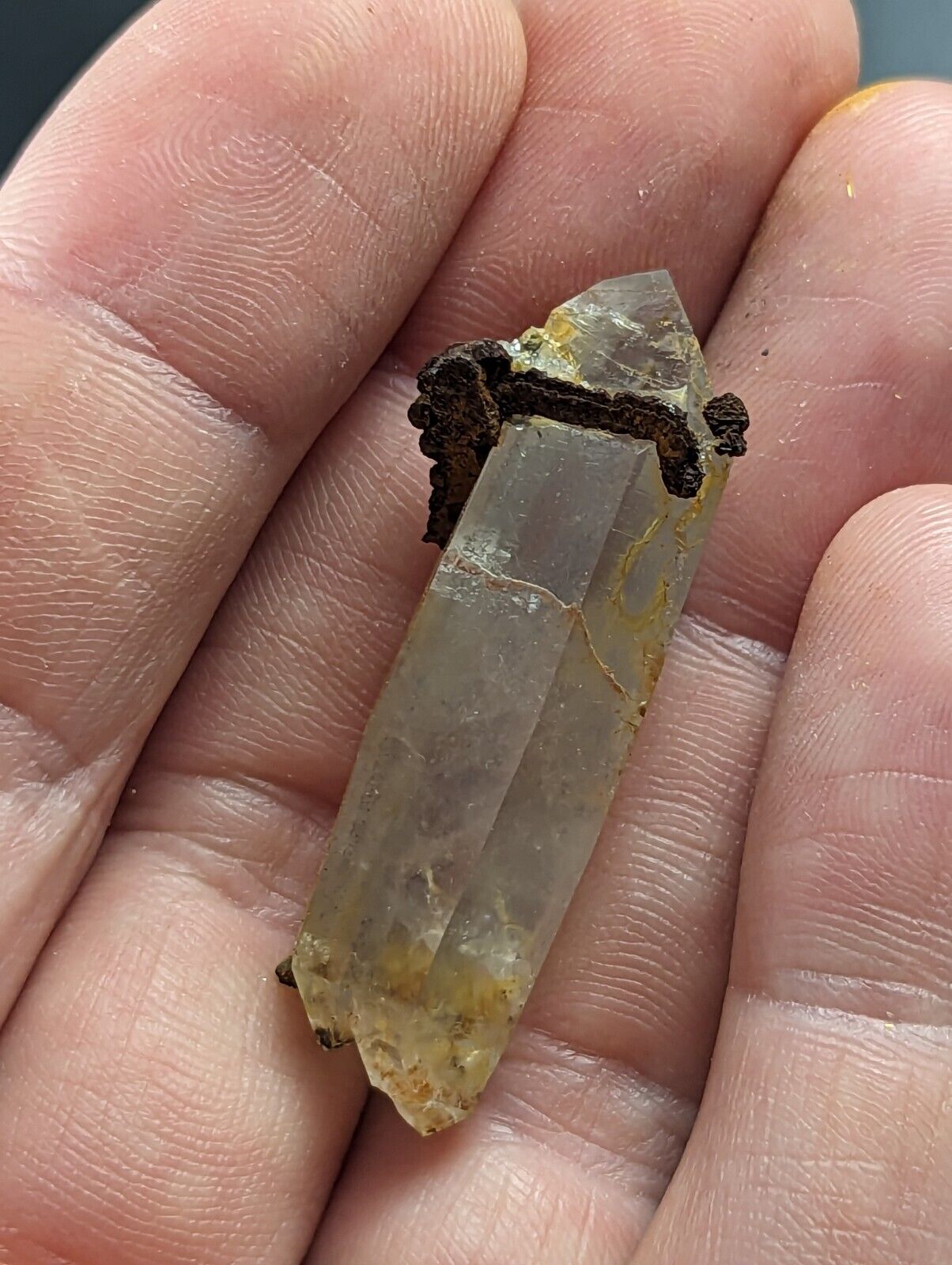 Unique Quartz Crystal Point w/ Limonite Garland County Arkansas Old Stock - Collectibles:Rocks Fossils &