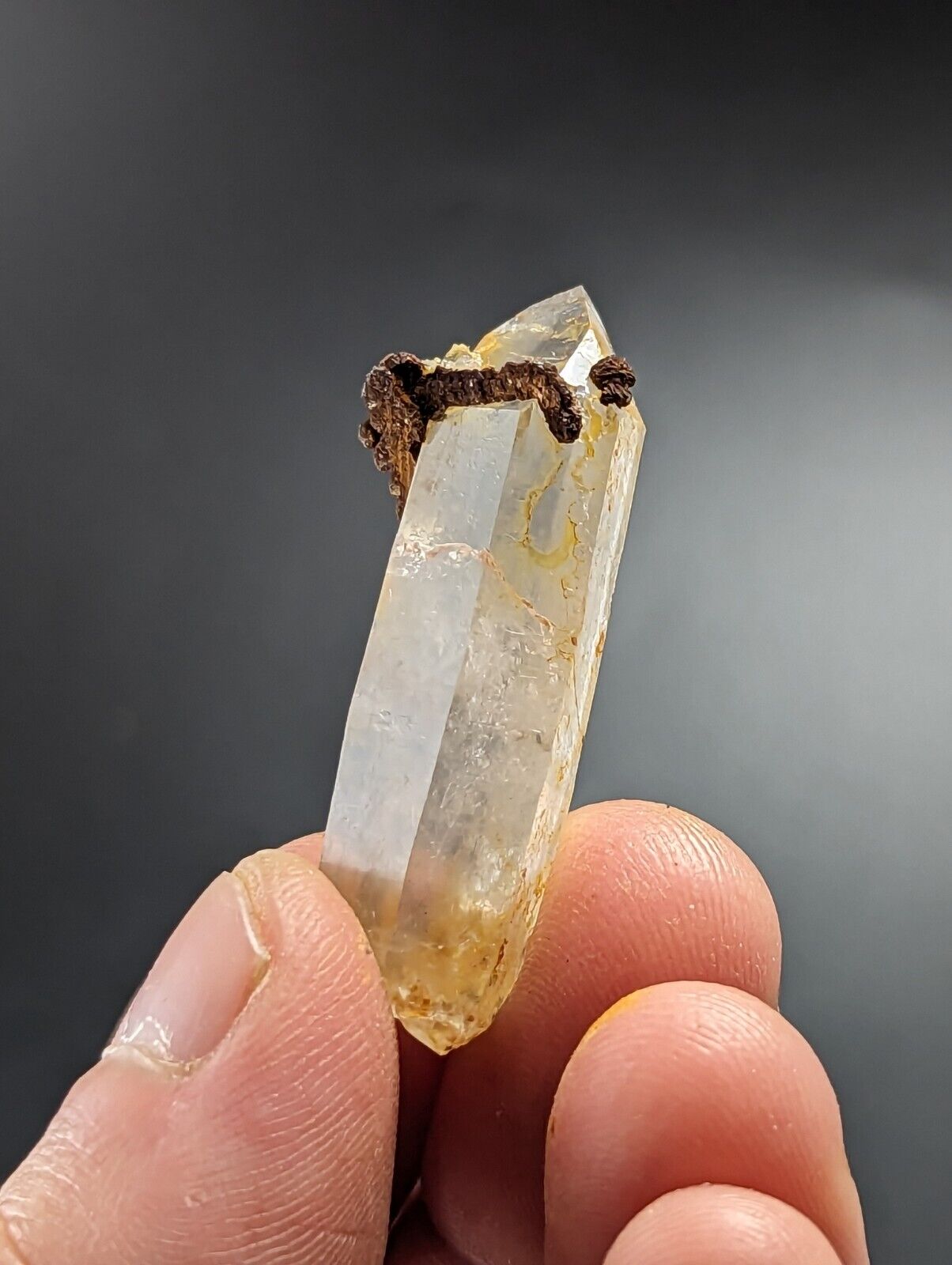 Unique Quartz Crystal Point w/ Limonite Garland County Arkansas Old Stock - Collectibles:Rocks Fossils &