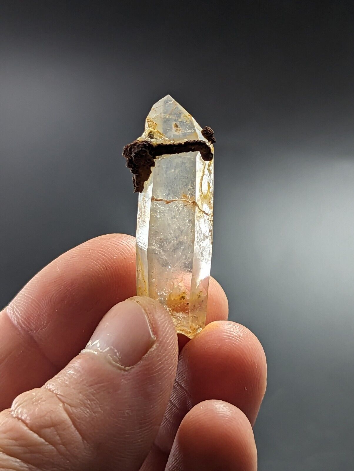 Unique Quartz Crystal Point w/ Limonite Garland County Arkansas Old Stock - Collectibles:Rocks Fossils &