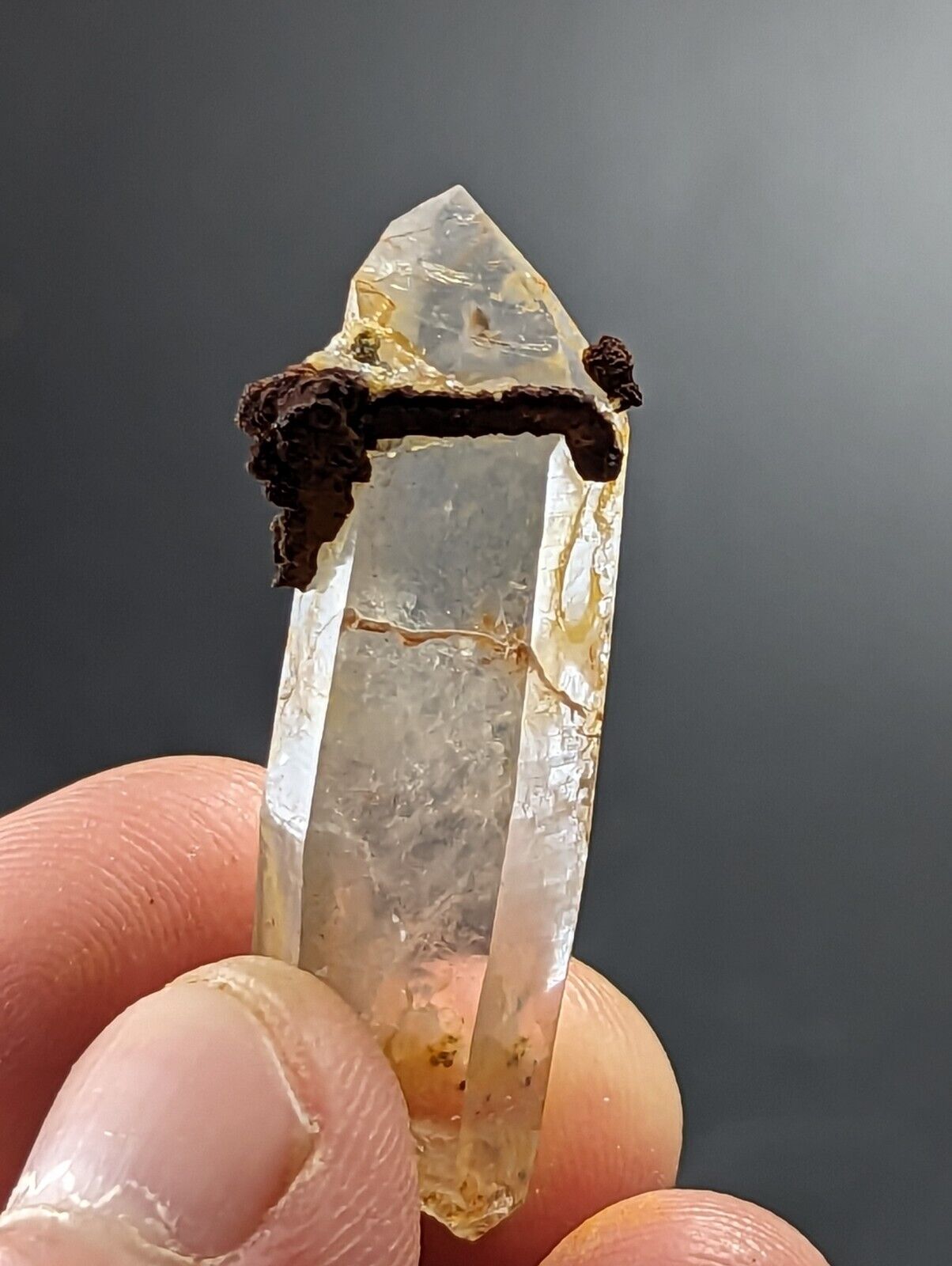 Unique Quartz Crystal Point w/ Limonite Garland County Arkansas Old Stock - Collectibles:Rocks Fossils &