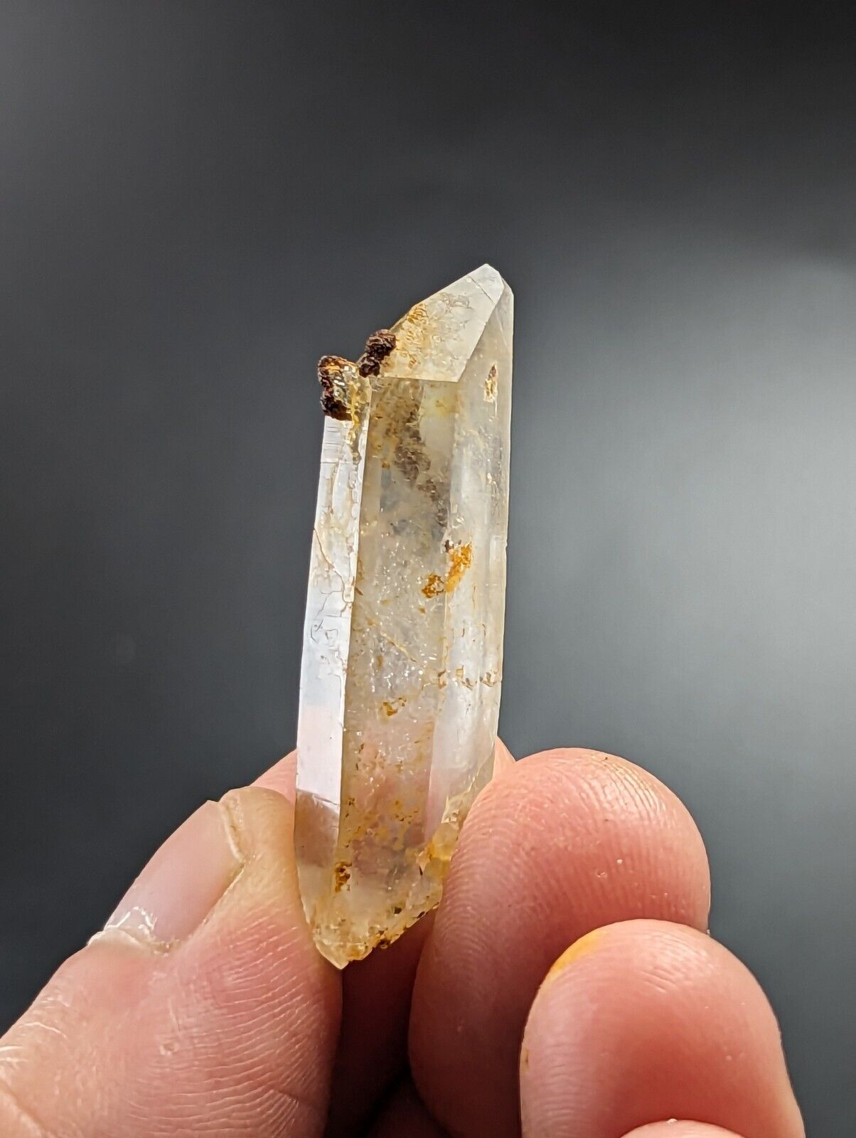 Unique Quartz Crystal Point w/ Limonite Garland County Arkansas Old Stock - Collectibles:Rocks Fossils &