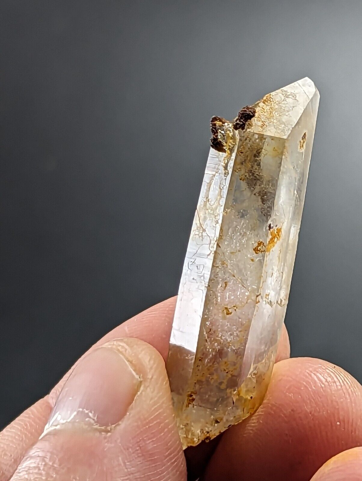 Unique Quartz Crystal Point w/ Limonite Garland County Arkansas Old Stock - Collectibles:Rocks Fossils &