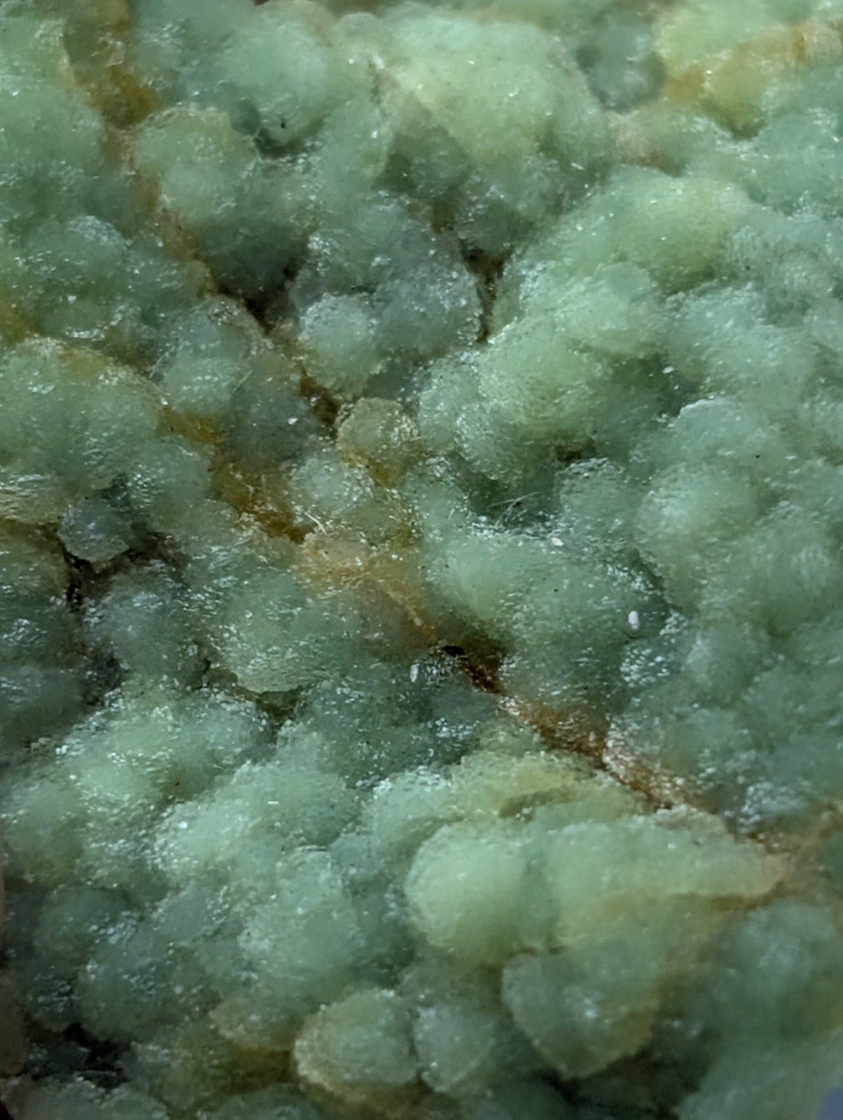 Unique wavellite cluster with translucent pale green crystals and golden yellow veining from Mauldin Mountain Arkansas USA