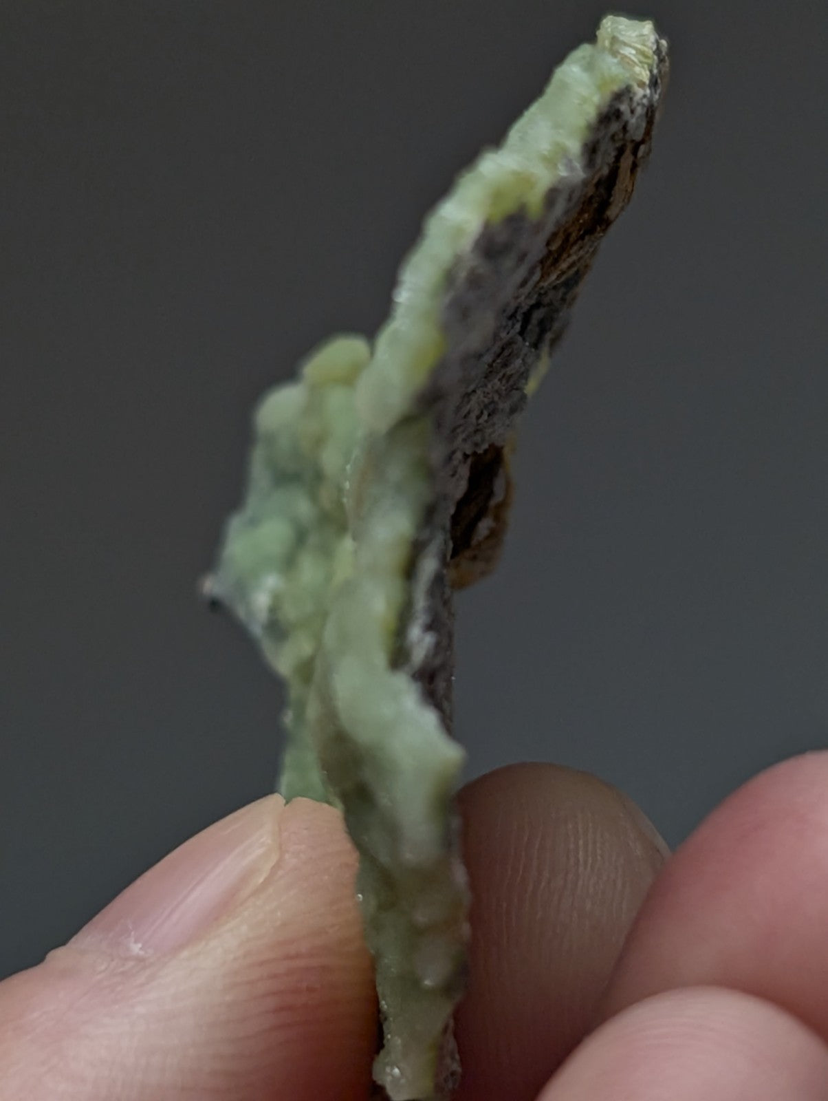 Unique wavellite cluster with pale green textured crystalline surface and darker patches from mauldin mountain arkansas usa