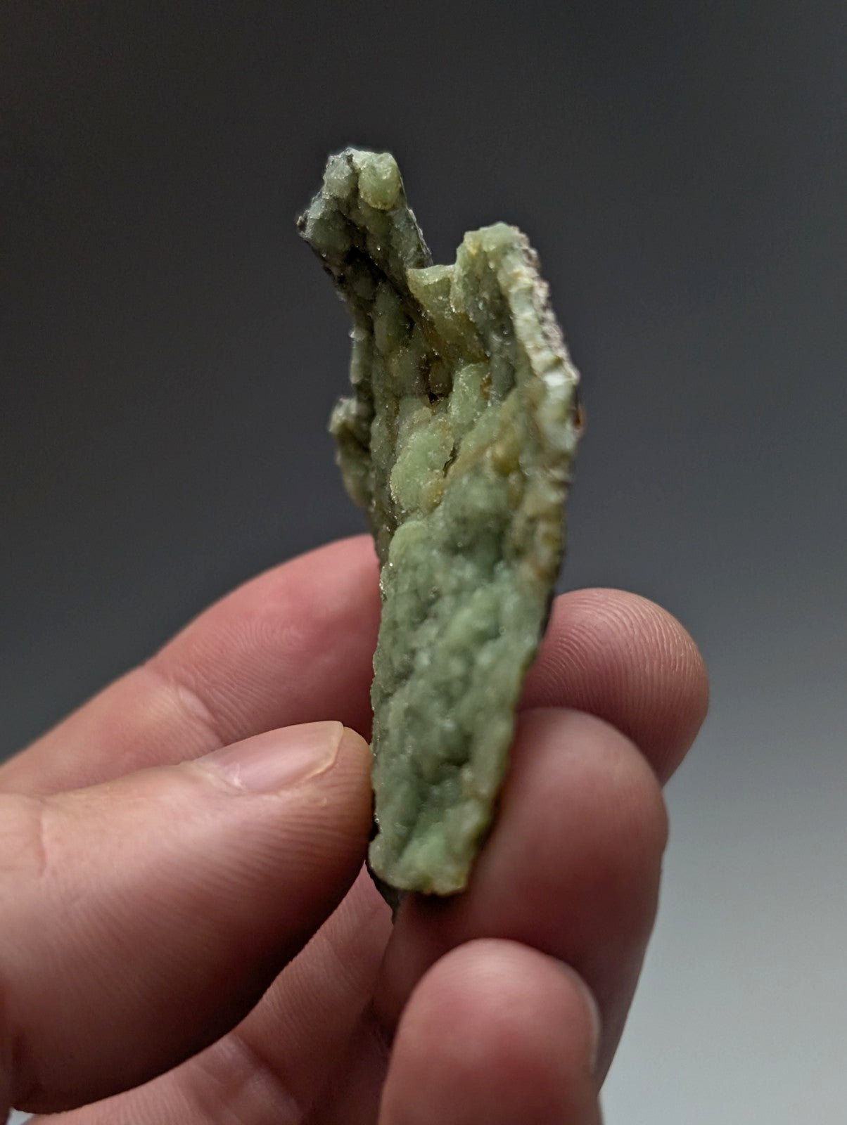 Unique wavellite cluster with rough pale green textured crystalline surface and irregular edges from Mauldin Mountain Arkansas