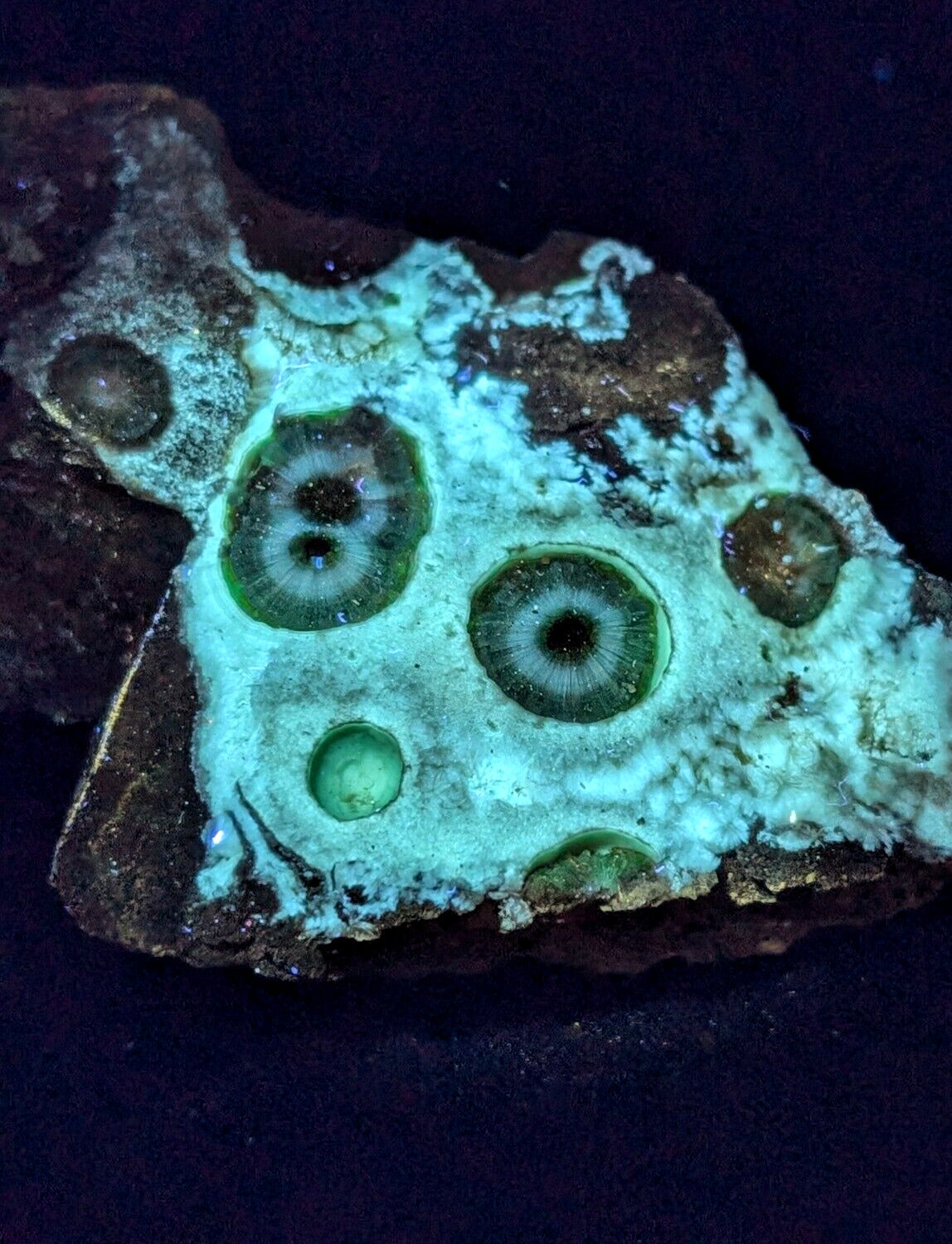 UV Reactive Wavellite -Old Stock - Mauldin Mountain Arkansas Amazing Eye Forms - Collectibles:Rocks Fossils &