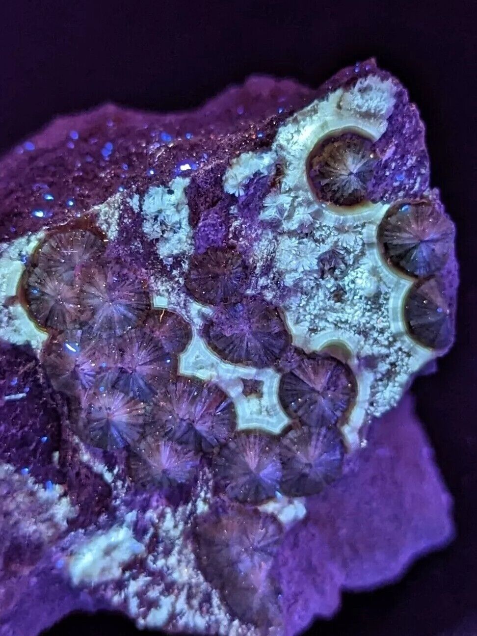 UV Reactive Wavellite -Old Stock - Mauldin Mountain Arkansas Amazing Eye Forms - Collectibles:Rocks Fossils &