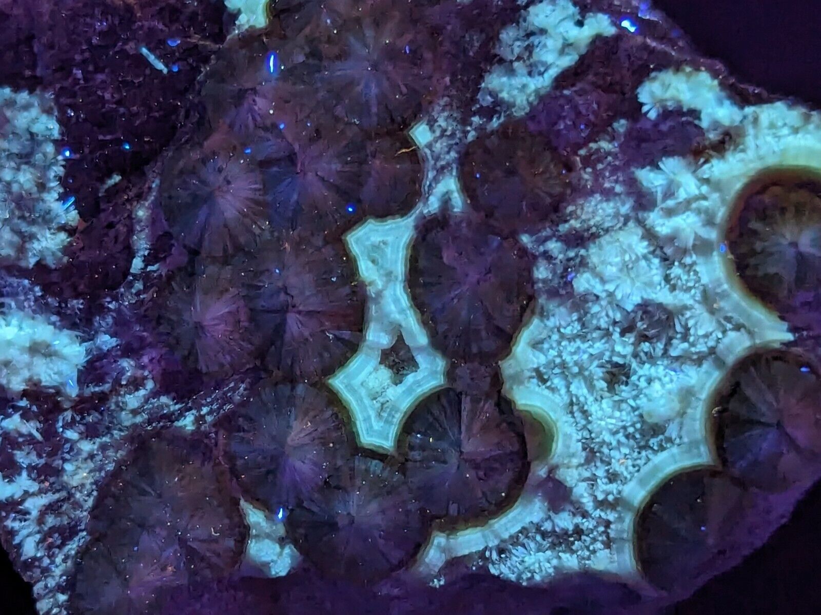 UV Reactive Wavellite -Old Stock - Mauldin Mountain Arkansas Amazing Eye Forms - Collectibles:Rocks Fossils &