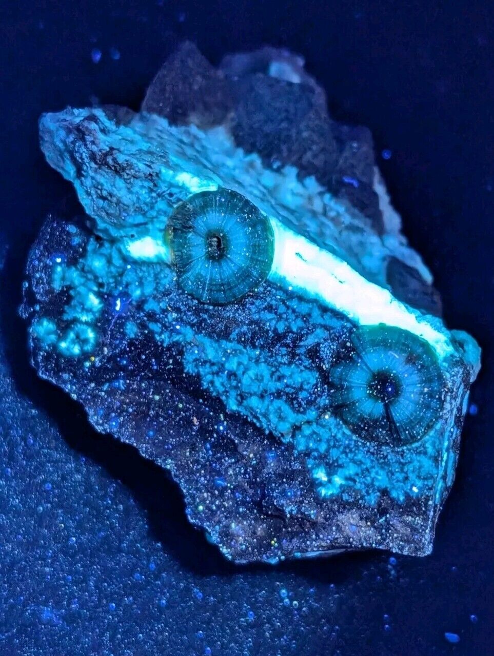 UV Reactive Wavellite -Old Stock - Mauldin Mountain Arkansas Amazing Eye Forms - Collectibles:Rocks Fossils &