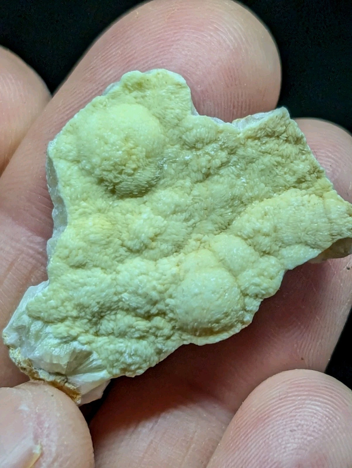 A pale green, textured mineral specimen with rounded nodules and a rough, uneven surface.