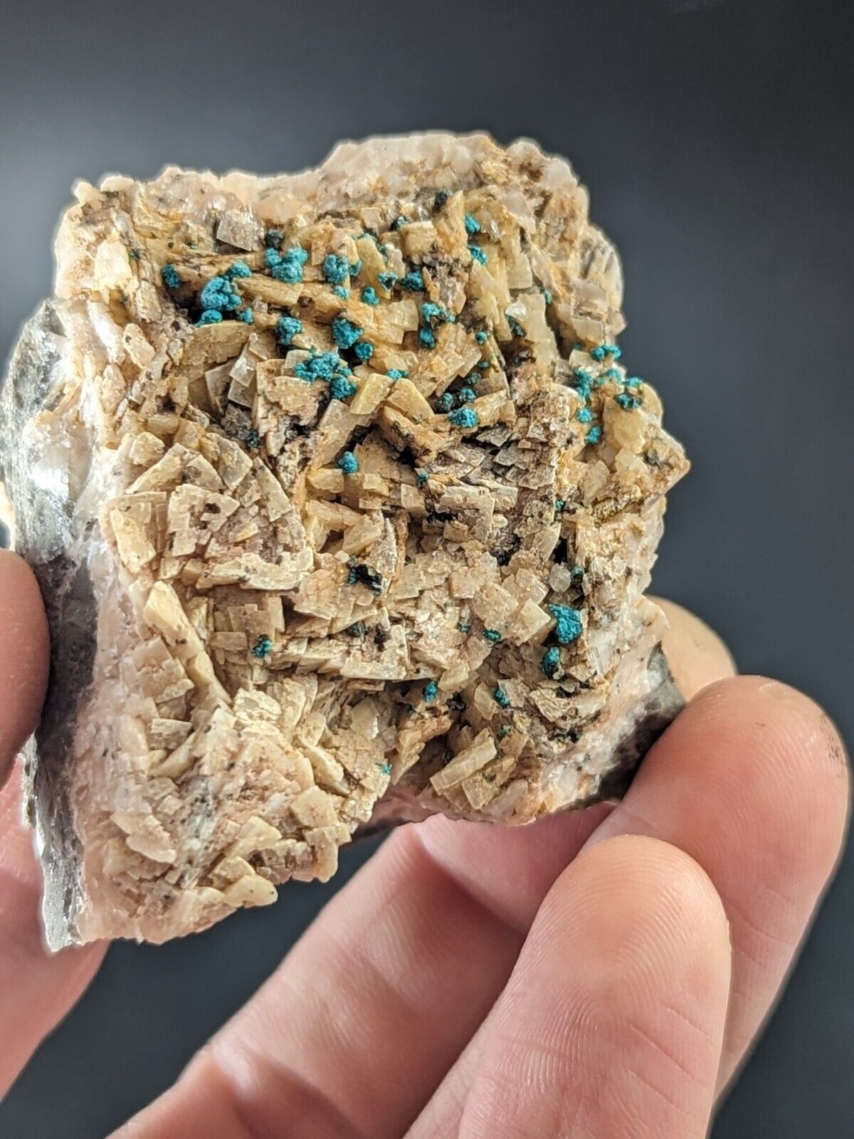 Very Rare Aurichalcite on Dolomite Red Cloud Mine Rush Marion Co. Arkansas - Collectibles:Rocks Fossils &