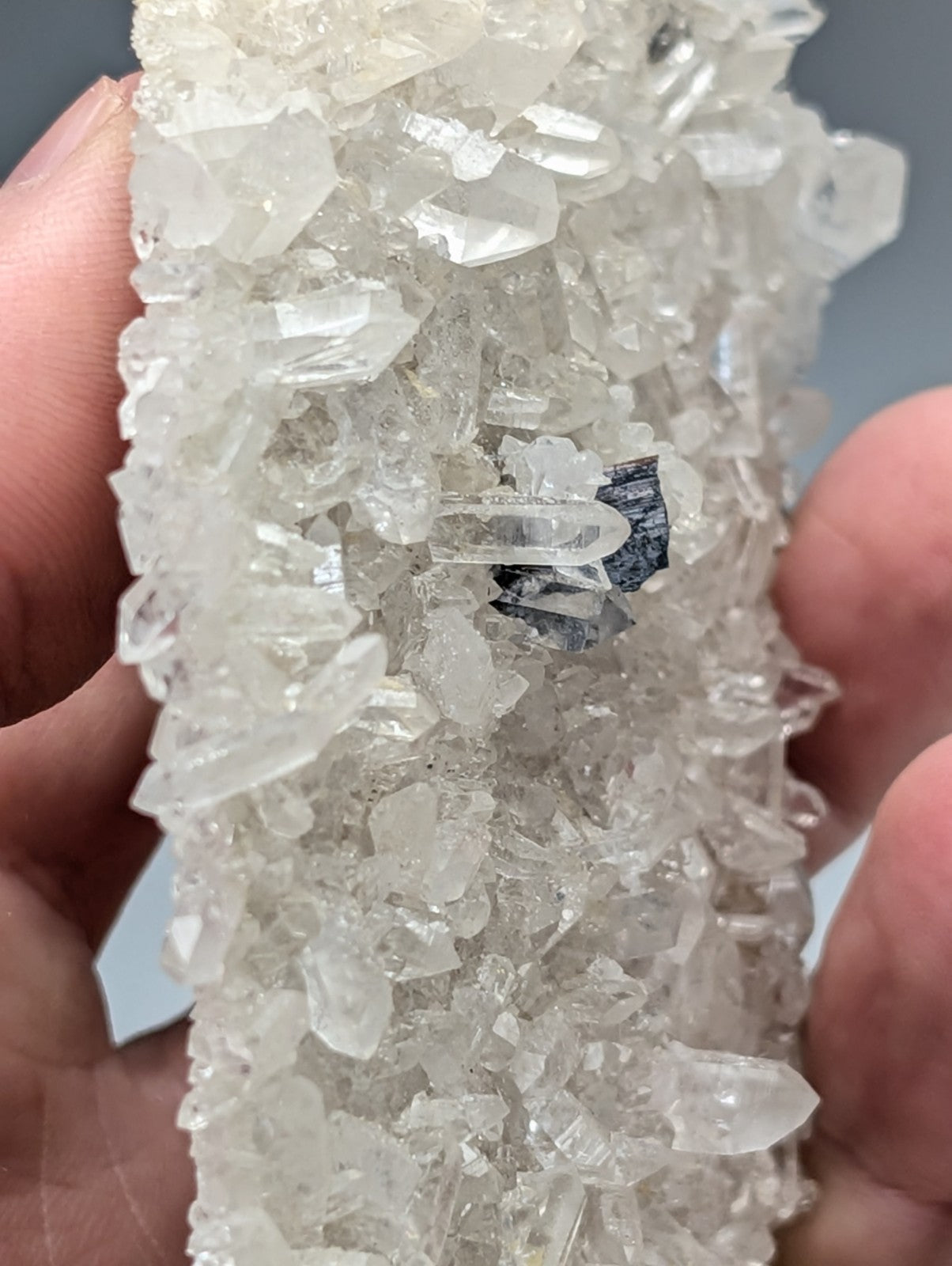Very rare brookite on translucent clear quartz crystal cluster with dark inclusions from Miller Mountain Arkansas usa