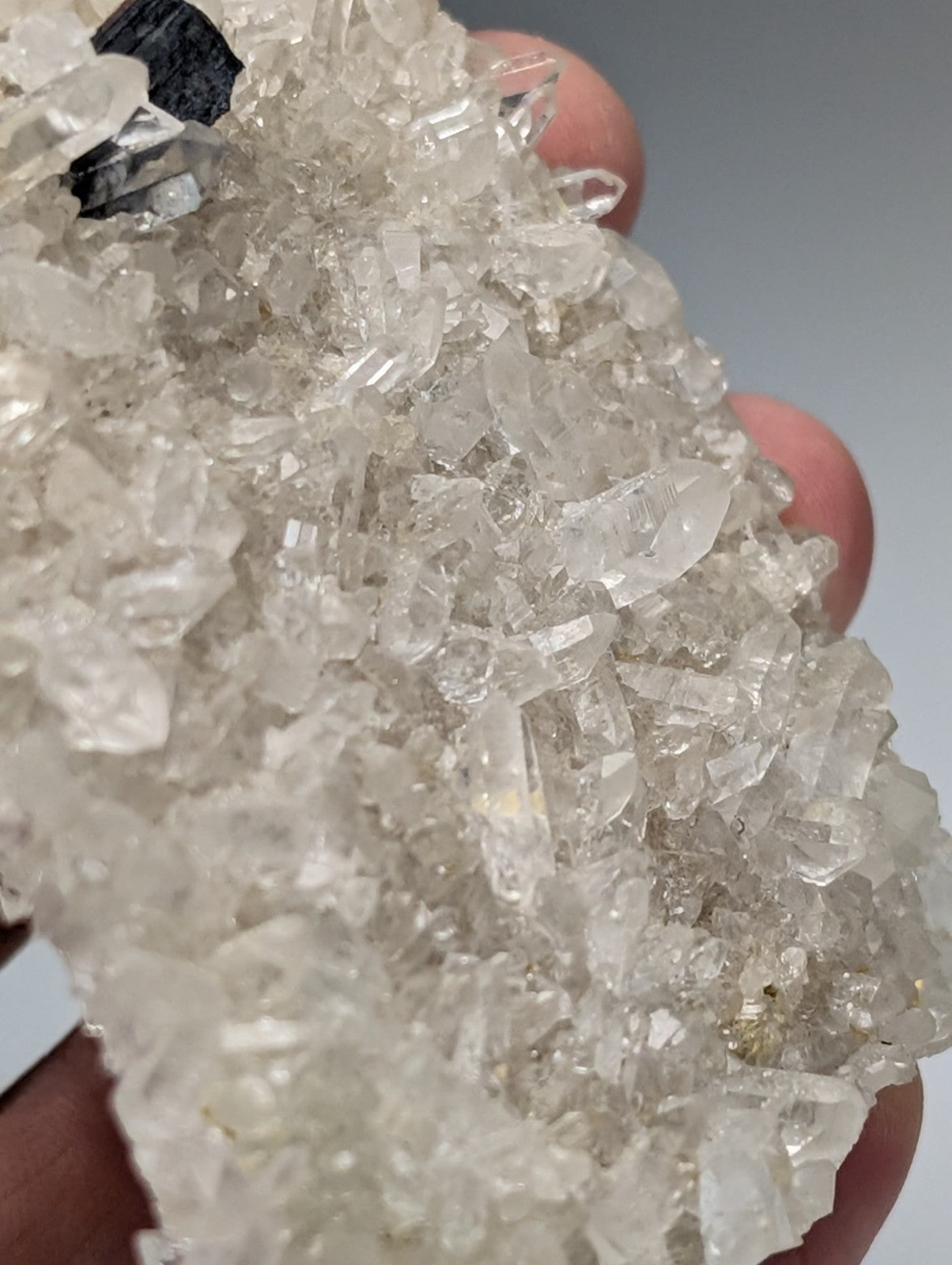 Very rare brookite on clear translucent quartz crystals with dark inclusions from miller mountain arkansas usa