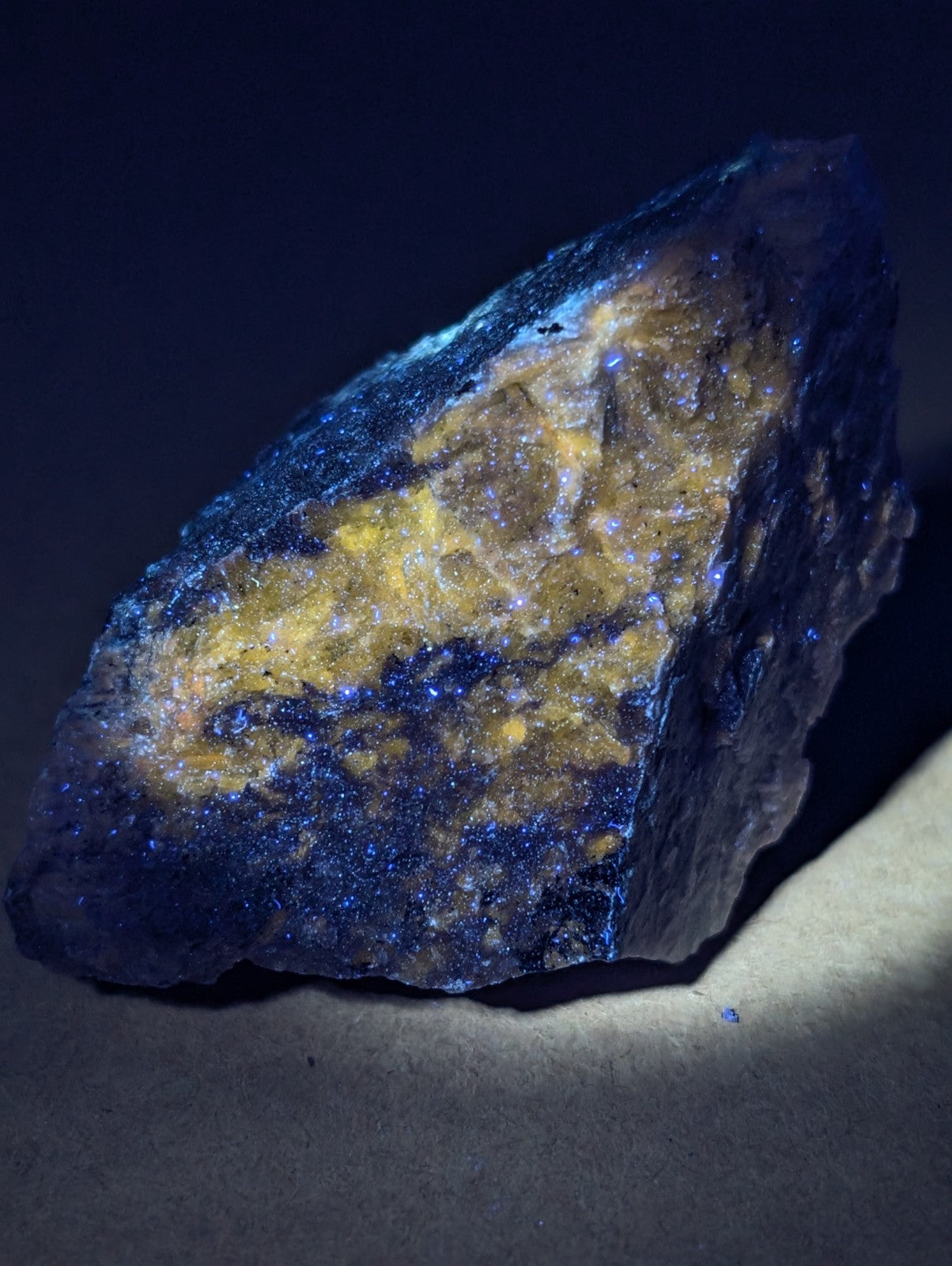 Very rare miserite and wollastonite mineral specimen with striking blue and gold rough surface from arkansas usa
