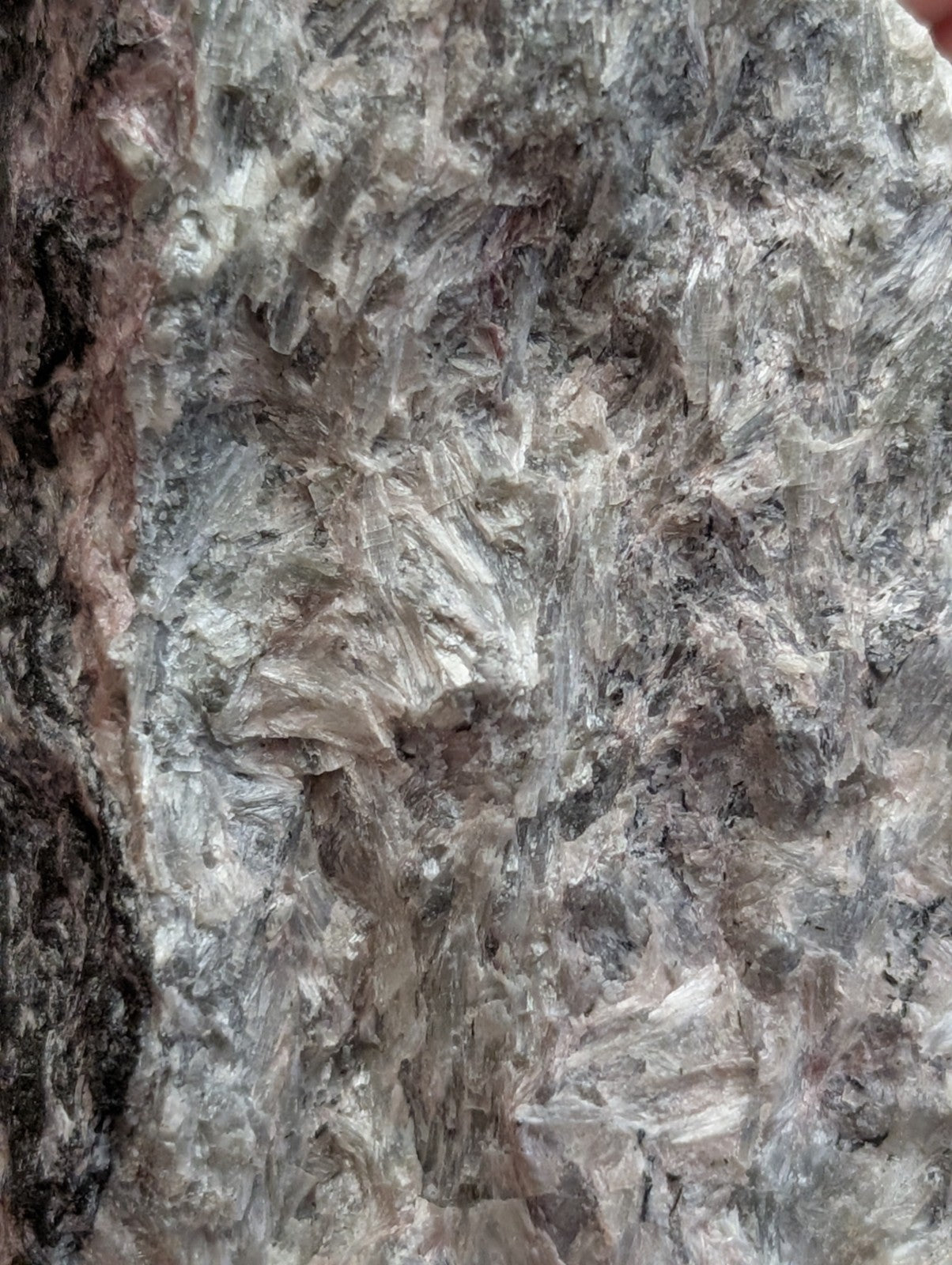 Very rare miserite and wollastonite mineral specimen with mottled gray and white crystalline texture from arkansas usa