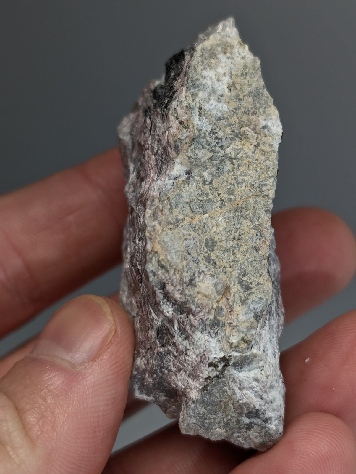 Very rare miserite and wollastonite mineral with rough gray surface and black and white speckles from arkansas usa