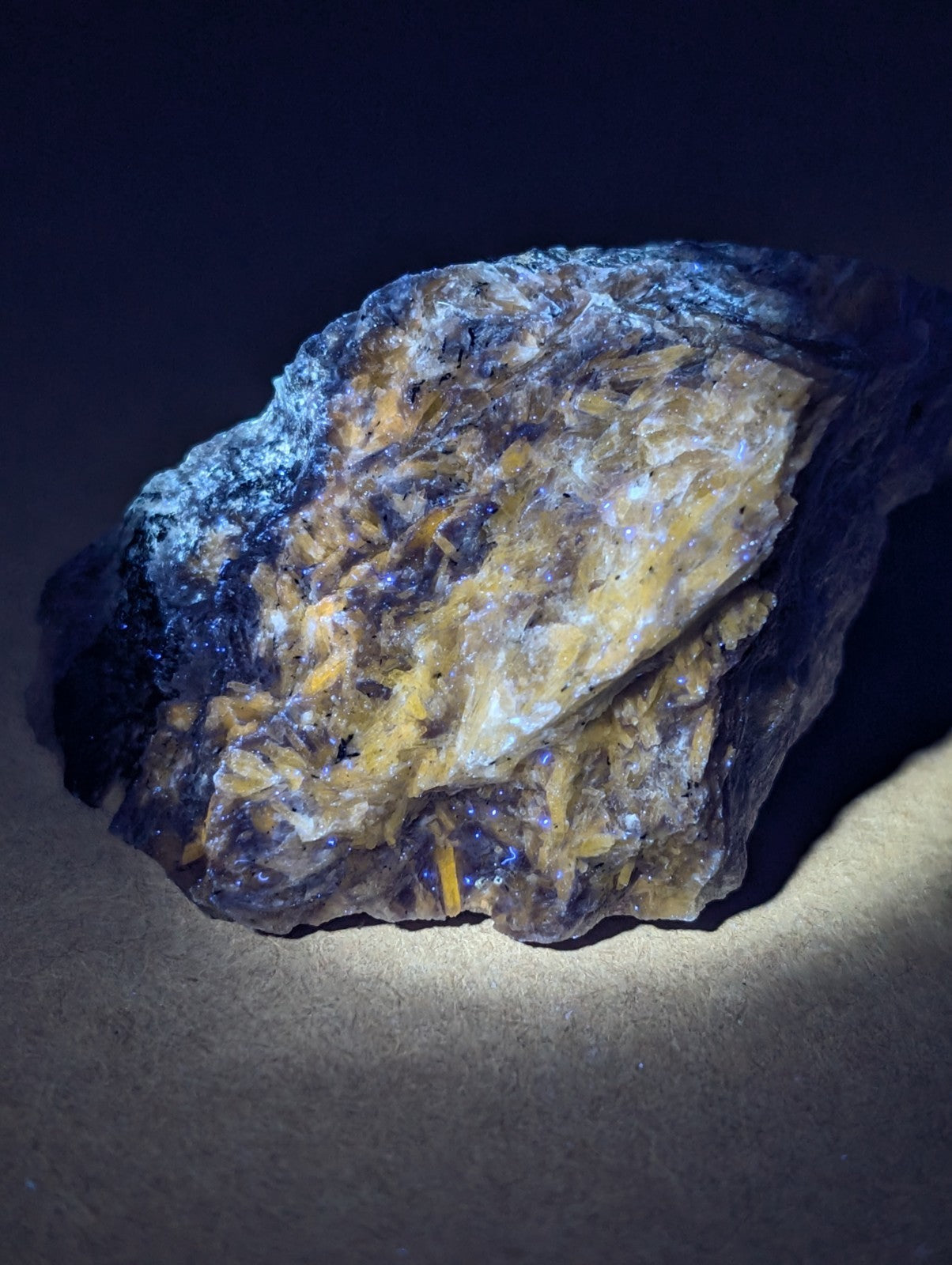 Very rare miserite and wollastonite mineral specimen with black and golden yellow crystals from wilson springs arkansas