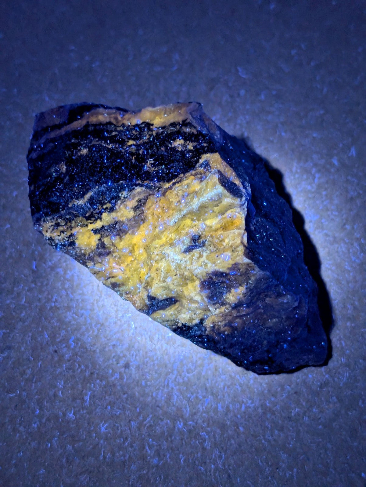 Very rare miserite and wollastonite mineral specimen from Wilson Springs Arkansas with black and yellow patches