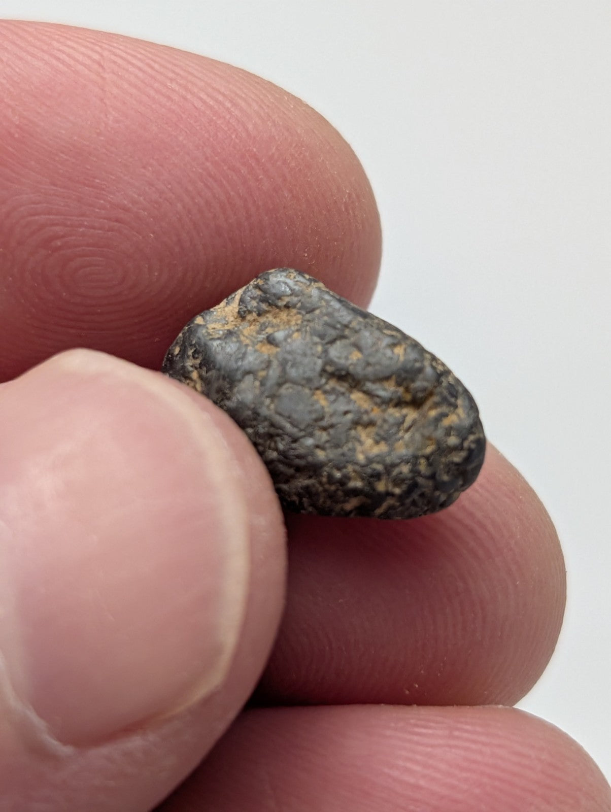 Very rare placer rutile meteorite from magnet cove arkansas with dark rough surface and yellowish patches in set of 25