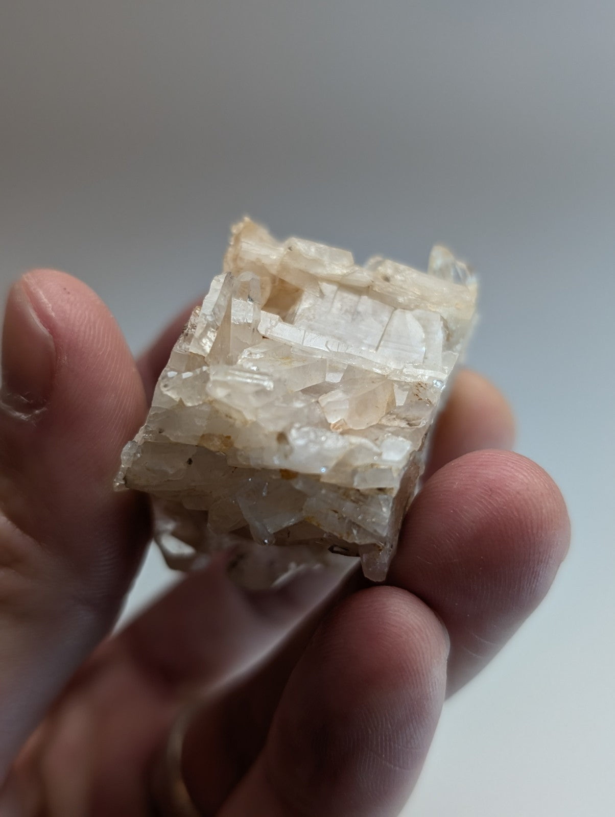 A very unique faden wheel quartz crystal with translucent pale yellowish white jagged edges from montgomery county arkansas usa