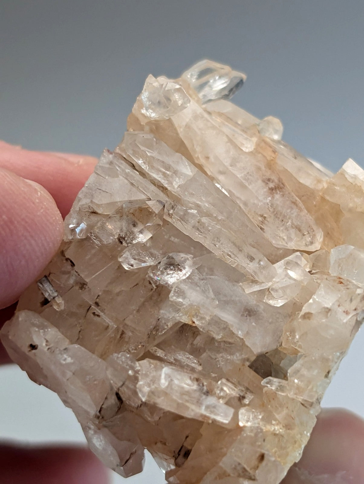 A translucent crystalline faden wheel quartz crystal cluster with clear and cloudy facets from montgomery county arkansas usa