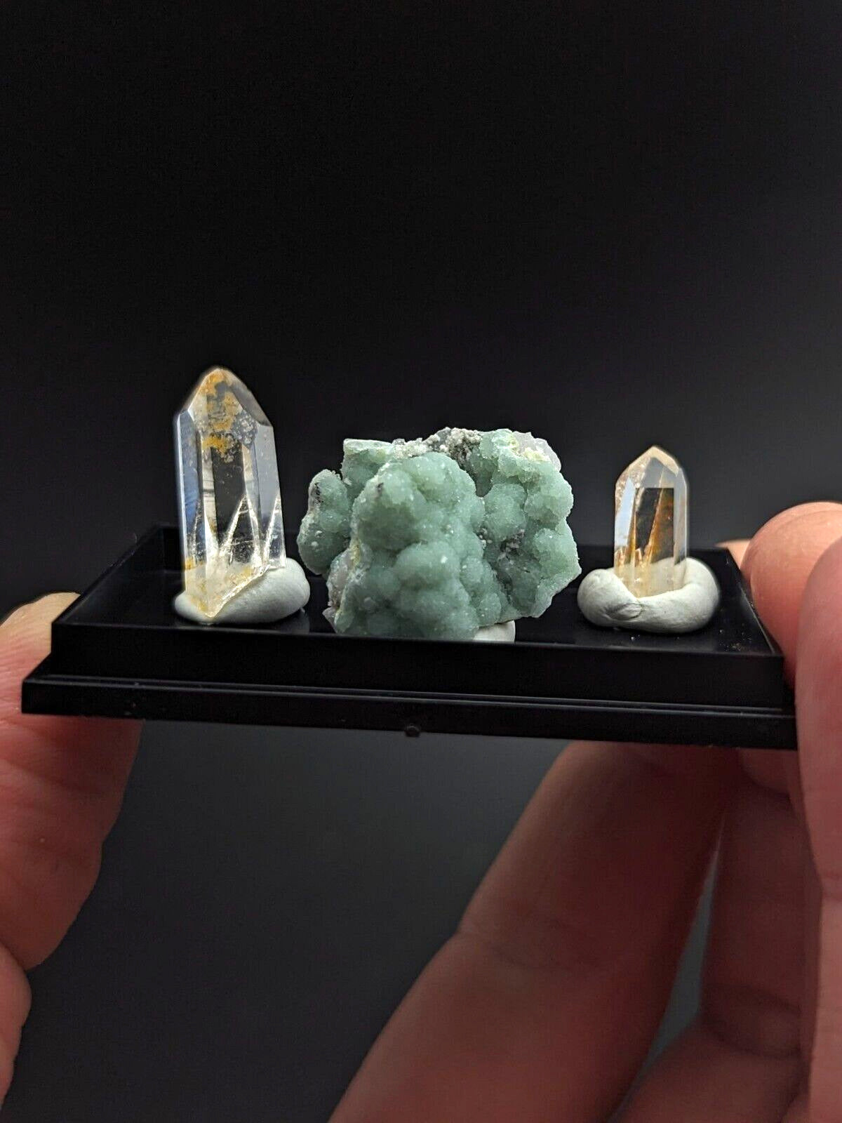 Wavellite + Quartz Set of 3 w/ case - Old Stock - Montgomery County Arkansas - Collectibles:Rocks Fossils &
