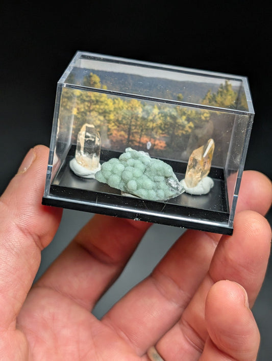Wavellite + Quartz Set of 3 w/ case - Old Stock - Montgomery County Arkansas - Collectibles:Rocks Fossils &