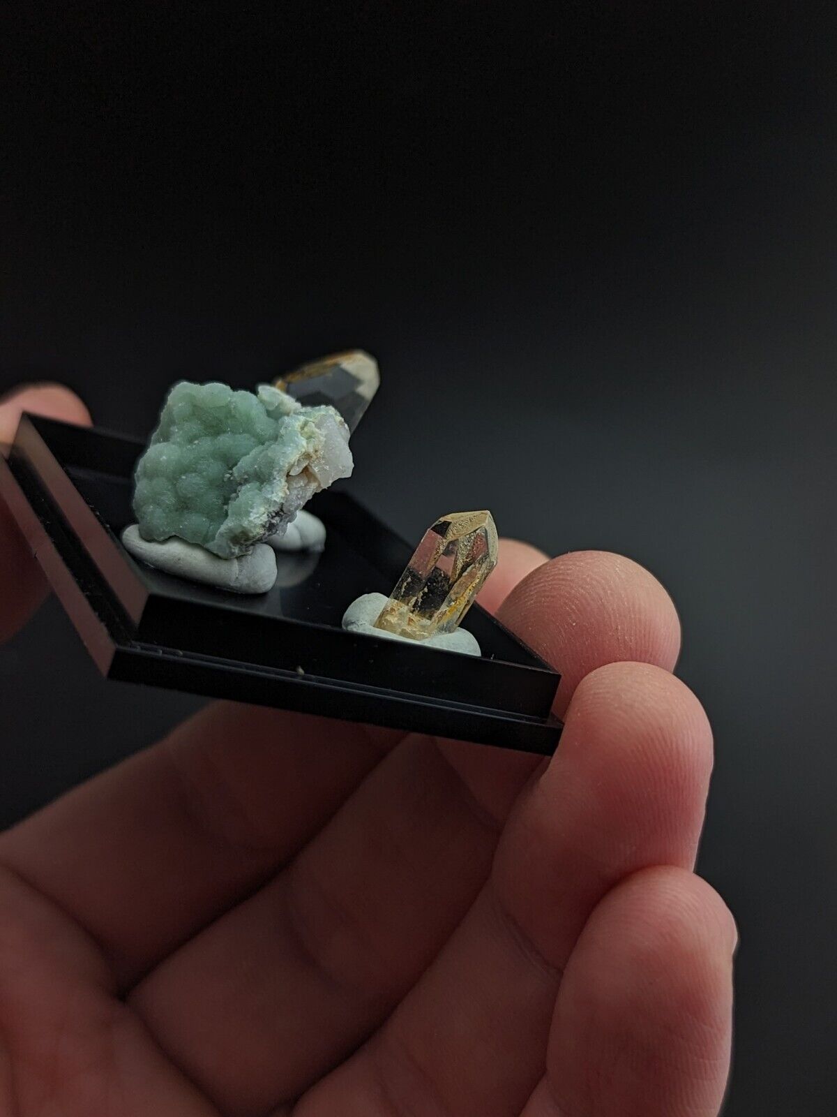 Wavellite + Quartz Set of 3 w/ case - Old Stock - Montgomery County Arkansas - Collectibles:Rocks Fossils &