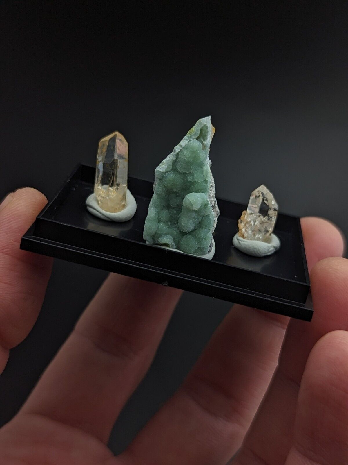 Wavellite + Quartz Set of 3 w/ case - Old Stock - Montgomery County Arkansas - Collectibles:Rocks Fossils &