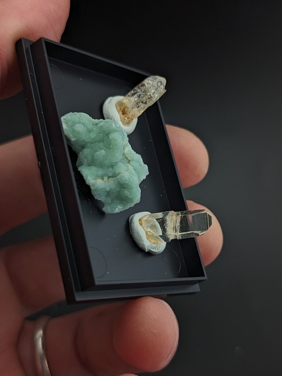 Wavellite + Quartz Set of 3 w/ case - Old Stock - Montgomery County Arkansas - Collectibles:Rocks Fossils &