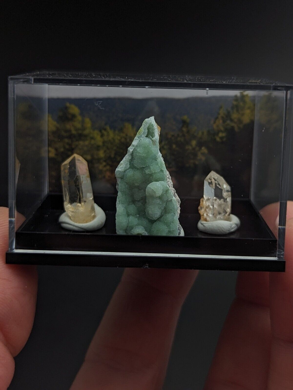 Wavellite + Quartz Set of 3 w/ case - Old Stock - Montgomery County Arkansas - Collectibles:Rocks Fossils &