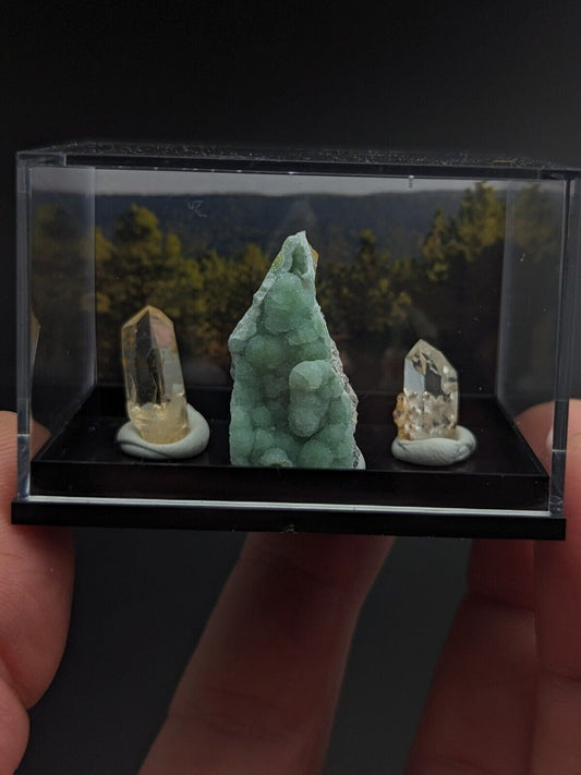 Wavellite + Quartz Set of 3 w/ case - Old Stock - Montgomery County Arkansas - Collectibles:Rocks Fossils &