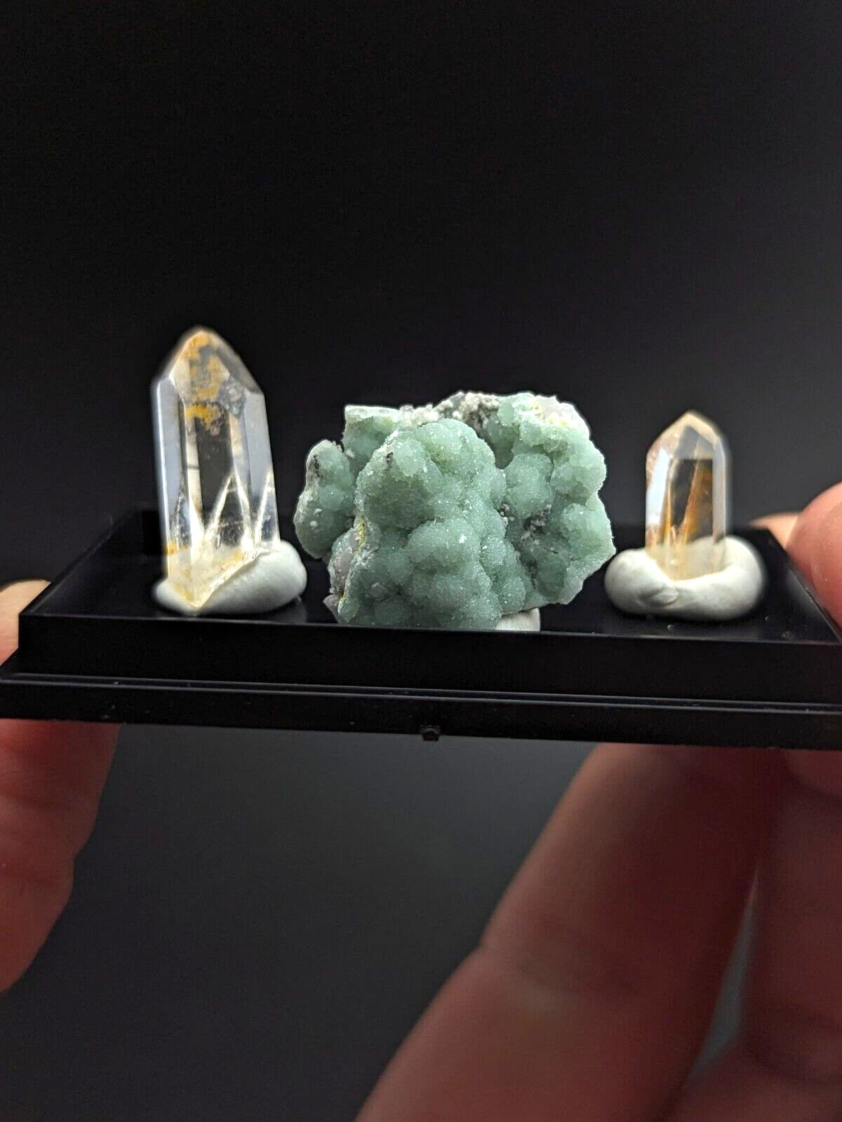 Wavellite + Quartz Set of 3 w/ case - Old Stock - Montgomery County Arkansas - Collectibles:Rocks Fossils &