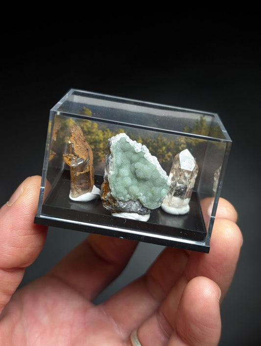 Wavellite + Quartz Set of 3 w/ case - Old Stock - Montgomery County Arkansas - Collectibles:Rocks Fossils &