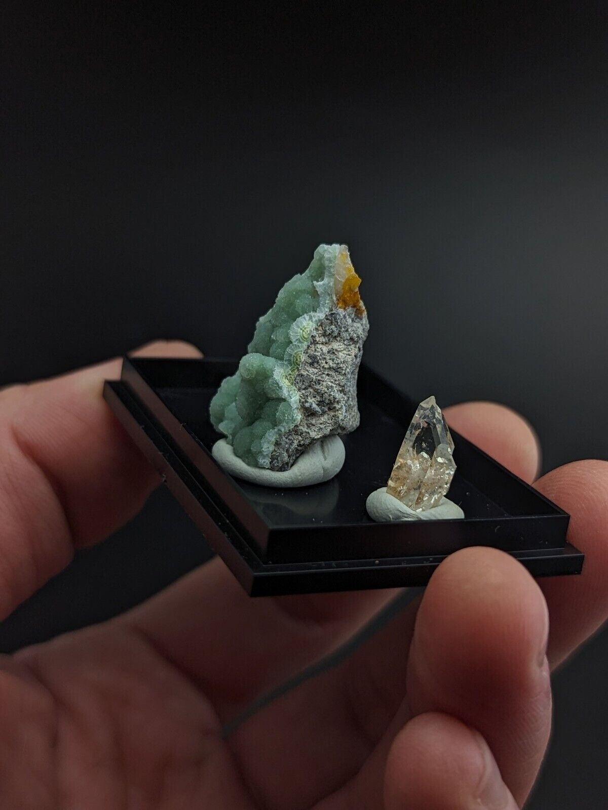 Wavellite + Quartz Set of 3 w/ case - Old Stock - Montgomery County Arkansas - Collectibles:Rocks Fossils &