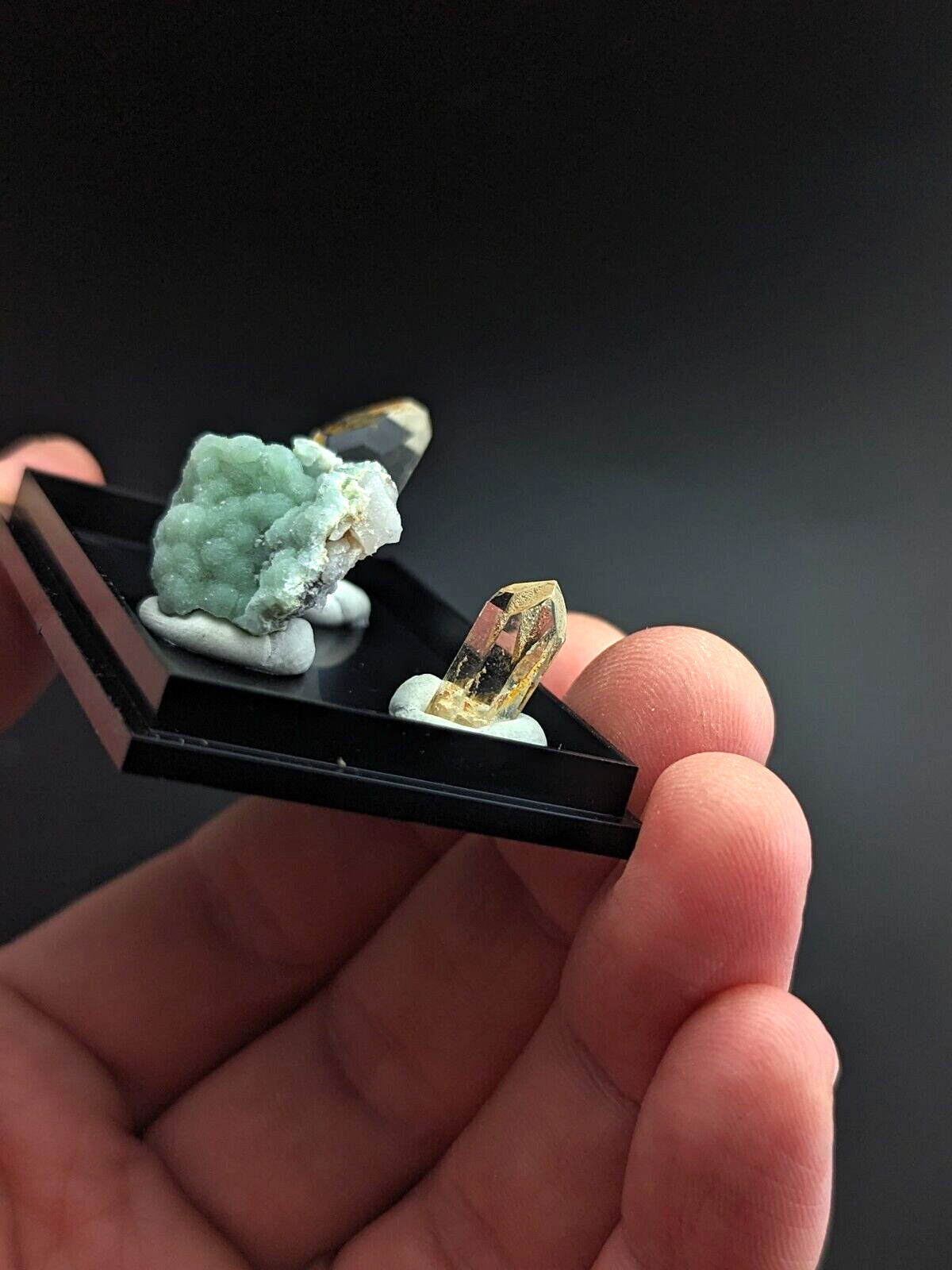 Wavellite + Quartz Set of 3 w/ case - Old Stock - Montgomery County Arkansas - Collectibles:Rocks Fossils &