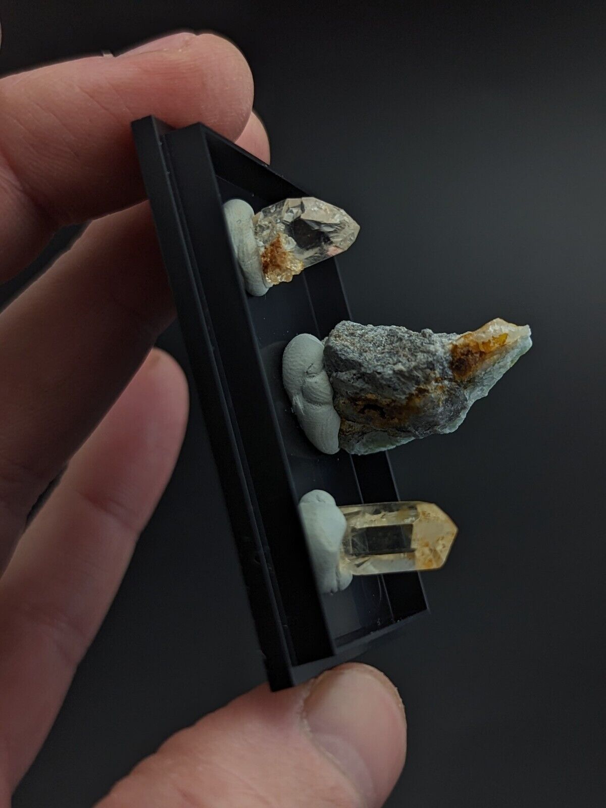 Wavellite + Quartz Set of 3 w/ case - Old Stock - Montgomery County Arkansas - Collectibles:Rocks Fossils &
