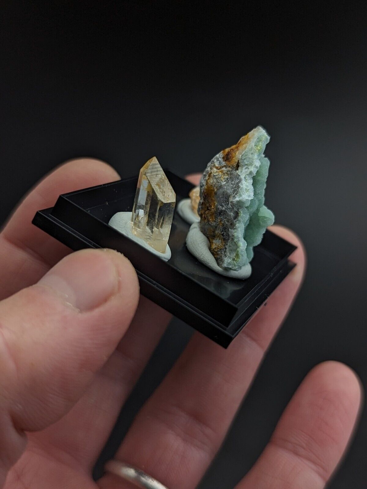 Wavellite + Quartz Set of 3 w/ case - Old Stock - Montgomery County Arkansas - Collectibles:Rocks Fossils &