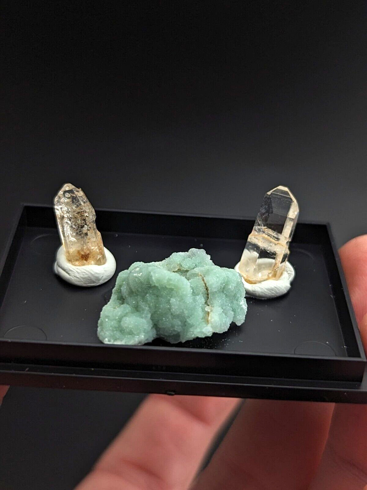 Wavellite + Quartz Set of 3 w/ case - Old Stock - Montgomery County Arkansas - Collectibles:Rocks Fossils &