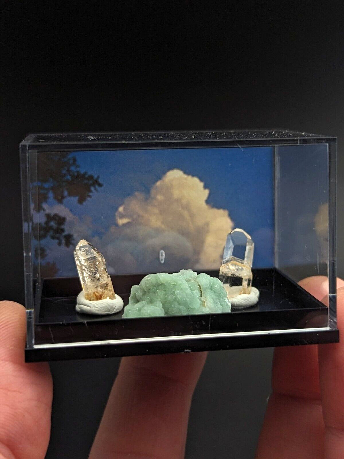 Wavellite + Quartz Set of 3 w/ case - Old Stock - Montgomery County Arkansas - Collectibles:Rocks Fossils &