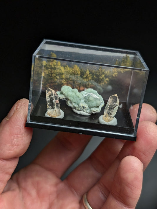 Wavellite + Quartz Set of 3 w/ case - Old Stock - Montgomery County Arkansas - Collectibles:Rocks Fossils &