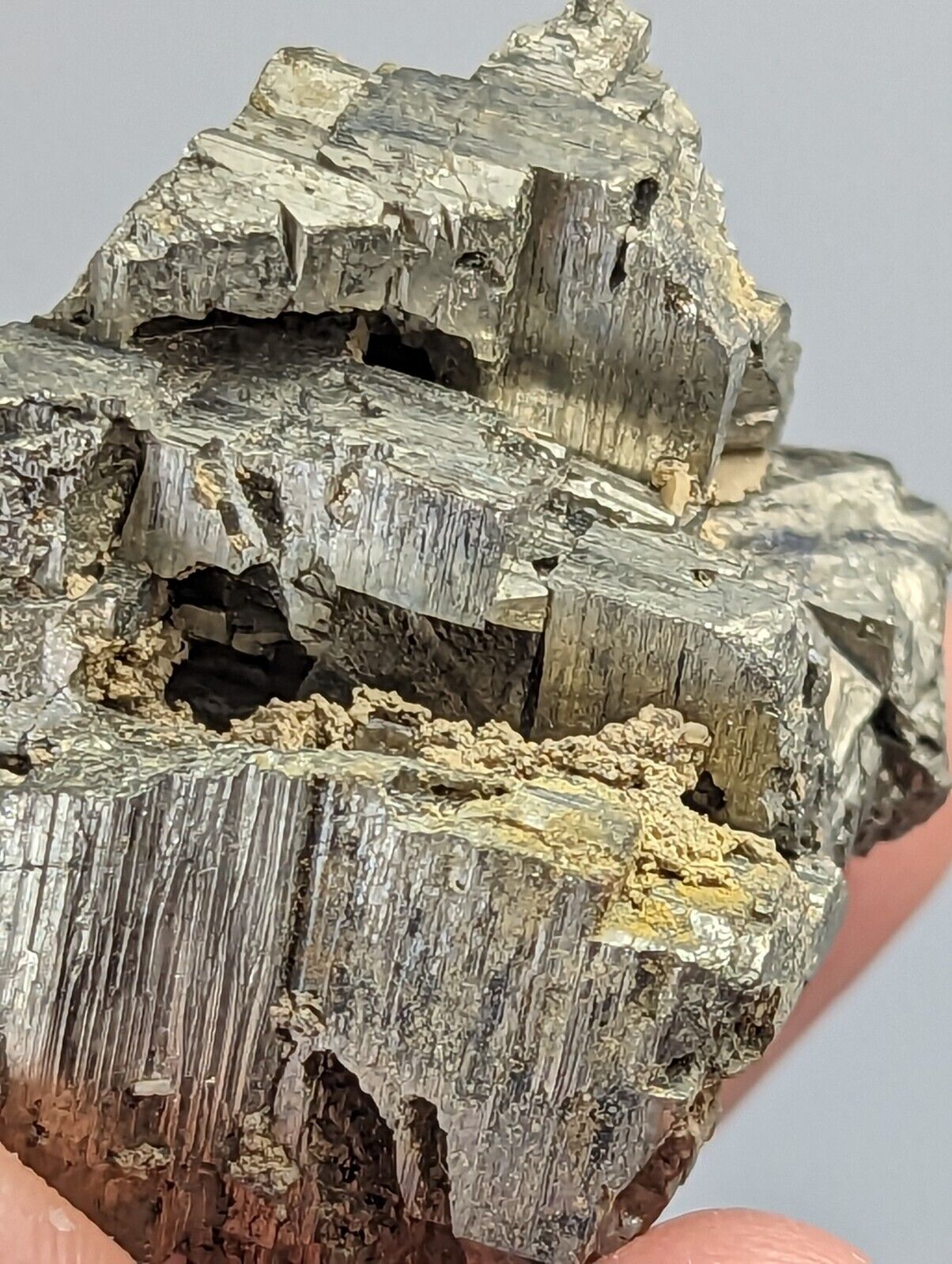 Unique Etched Pyrite with Albite + Molybdenum, Magnet Cove, Arkansas, Old Stock