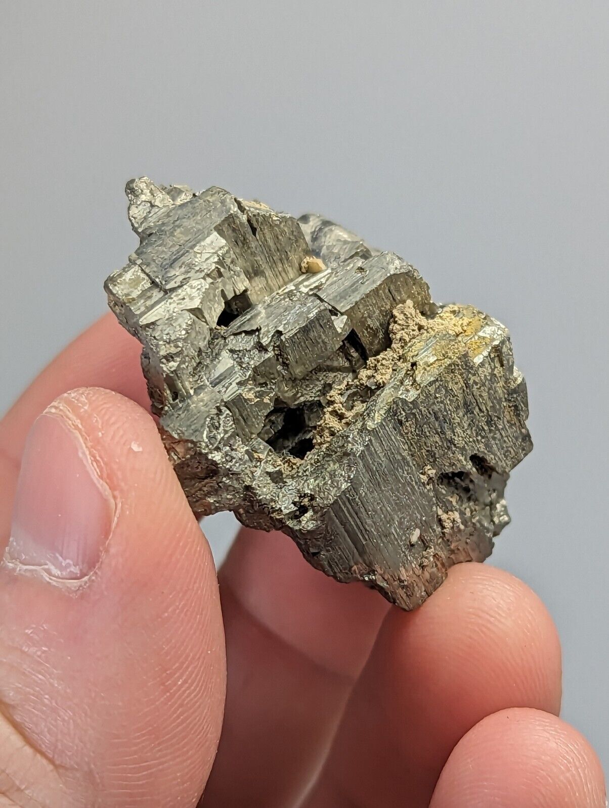 Unique Etched Pyrite with Albite + Molybdenum, Magnet Cove, Arkansas, Old Stock